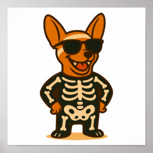 Cooles Skelettbein Halloween-Poster, niedliche Wel Poster