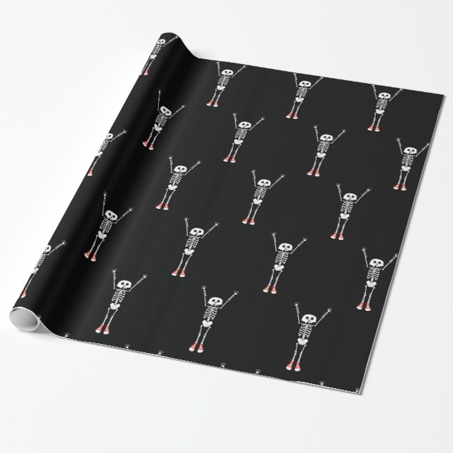 Cooles Skelettdesign Halloween Geschenkpapier (Ungerollt)