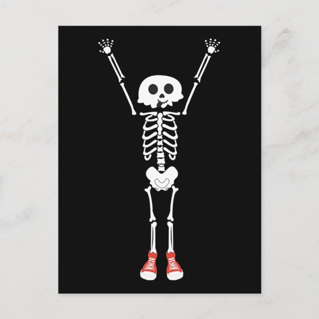 Cooles Skelettdesign Halloween Postkarte (Vorderseite)