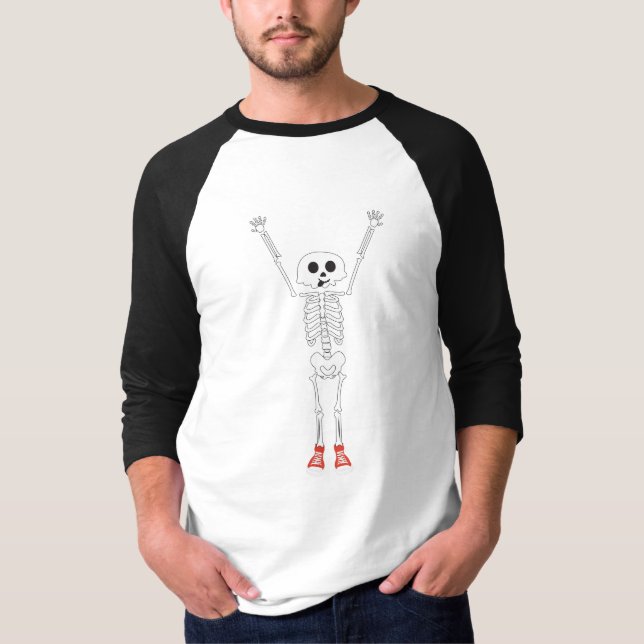 Cooles Skelettdesign Halloween T-Shirt (Vorderseite)