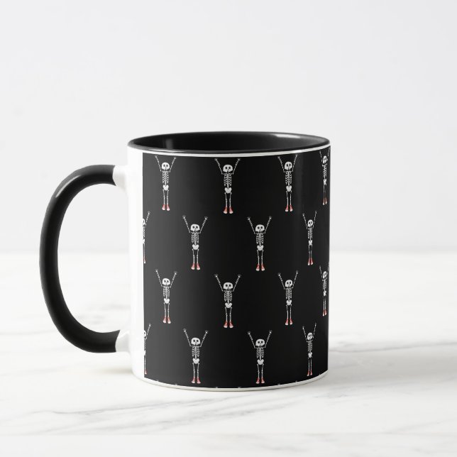 Cooles Skelettdesign Halloween Tasse (Links)