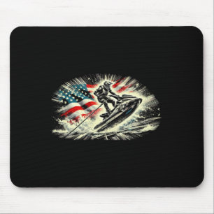 Cooles Ski für Damen Skier US amerikanisches Flag  Mousepad