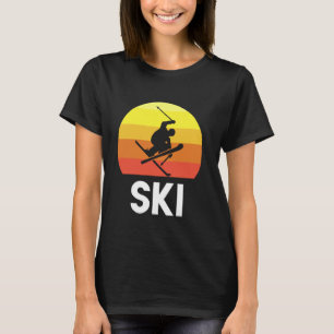 Cooles Skifahren Retro-Sonnenuntergang, Winter-Sch T-Shirt