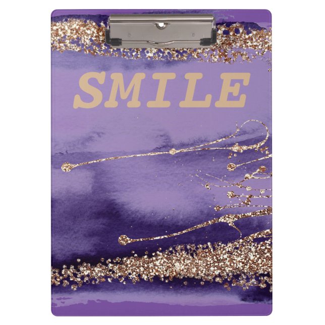 Cooles Smile Gold Lila Sparkling Klemmbrett (Vorderseite)