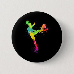 Cooles Soccer-Design für Frauen Mädchen Fußballspi Button