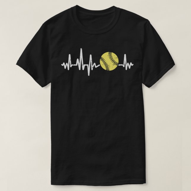 Cooles Softball-Heartbeat Design Männer Frauen Sof T-Shirt (Design vorne)