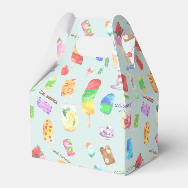 cooles Sommereis, Popice und kaltes Getränk Geschenkschachtel (Vorderseite)
