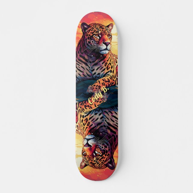 Cooles Spiegelbild Tropischer Tiger Skateboard (Vorne)