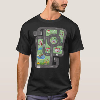 Cooles Spiel Mat Race Car Track Auf Vater mit Dino T-Shirt