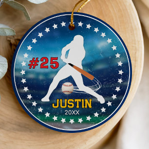 Cooles sportliches Jugend-Baseballspieler-Andenken Keramik Ornament