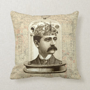 Cooles Steampunk-Kissen - Uhrwerk-Gehirn-Kopfglas Kissen