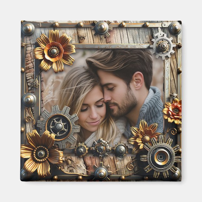 Cooles Steampunk Personalisiertes Foto Magnet (Vorne)