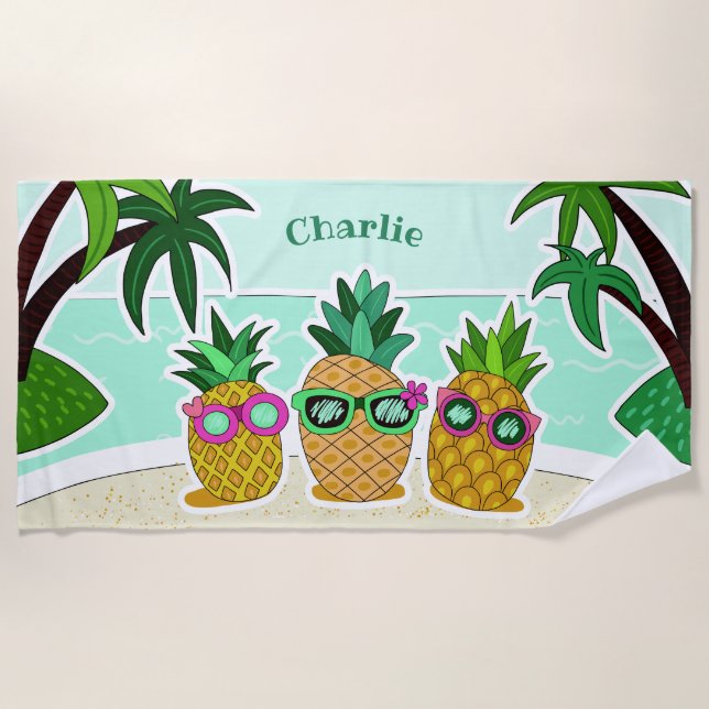 Cooles Strand-Ananas-Nametuch Strandtuch (Vorderseite)