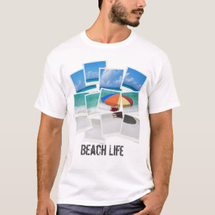 Cooles Strandleben Schirm Foto Rahmen Collage T-Shirt