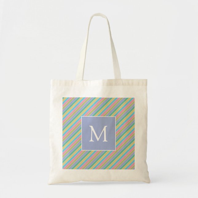 Cooles, stylisches Diagonal Striptes Monogramm Tragetasche (Vorne)