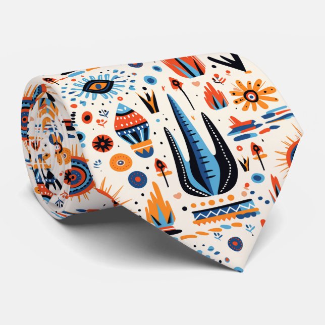 Cooles südwestliches Boho-Fliesenmuster Krawatte (Gerollt)