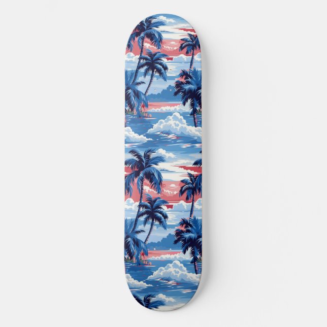 Cooles Summer Beach Palm Design Skateboard (Vorderseite)