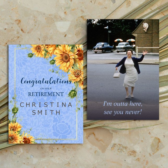 Cooles Summer Sunflower Watercolor Party für die V Einladung (Cool Summer Sunflower Watercolor Retirement Party)