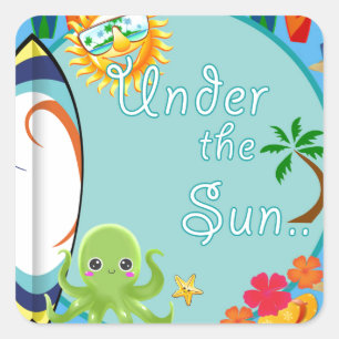 Cooles Surf-Muster Quadratischer Aufkleber