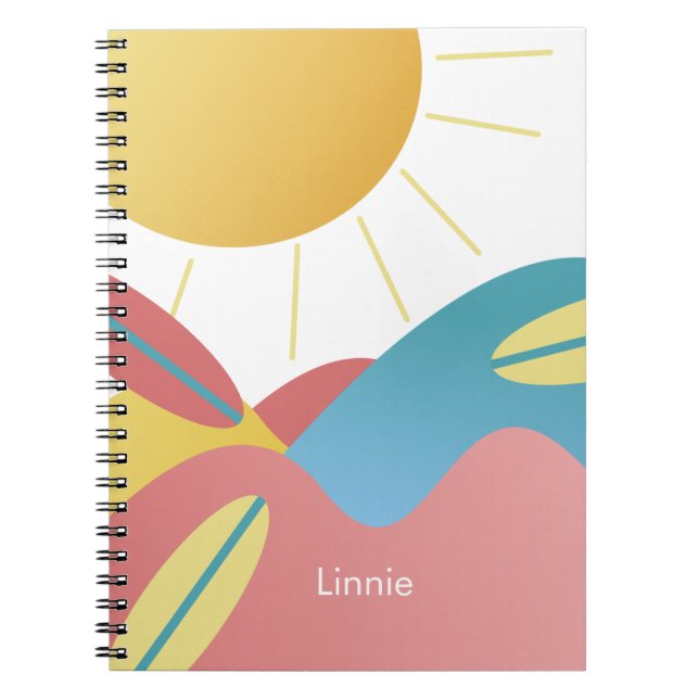 Cooles Surf-Sun-Name-Notebook Notizblock (Vorderseite)