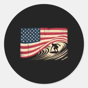 Cooles Surfen für Männer Frauen 4. Juli Amerikanis Runder Aufkleber