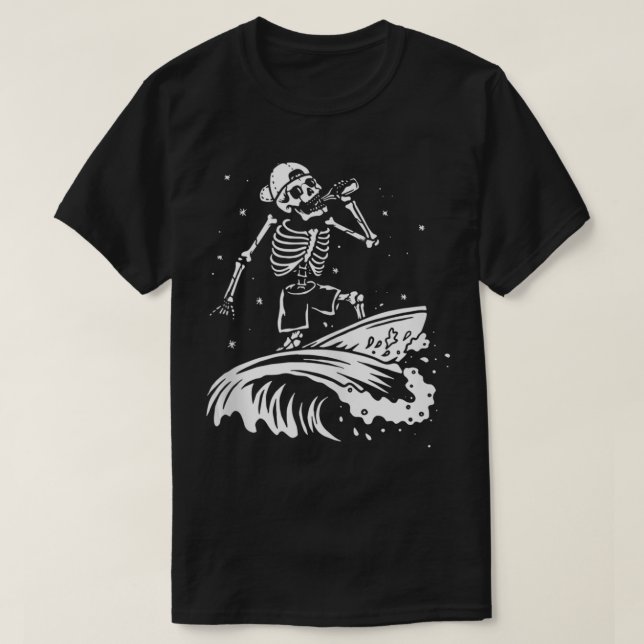 Cooles Surfen Skeleton Surfer Schwimmer Beach Wave T-Shirt (Design vorne)