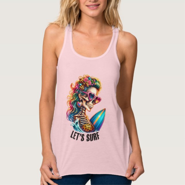 Cooles Surfskelett Wortart Sommerstrand Tank Top (Vorderseite)