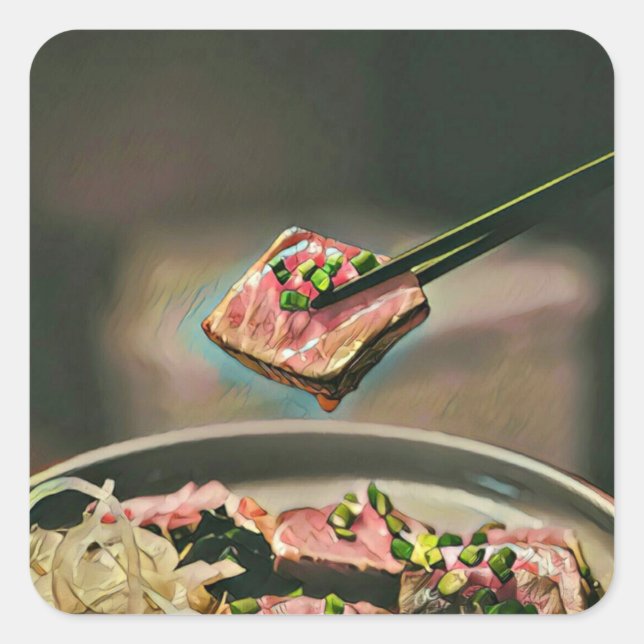 Cooles Sushi Quadratischer Aufkleber (Vorderseite)