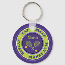 Cooles Tennismotto, lila und grüner Schlüsselanhän Schlüsselanhänger