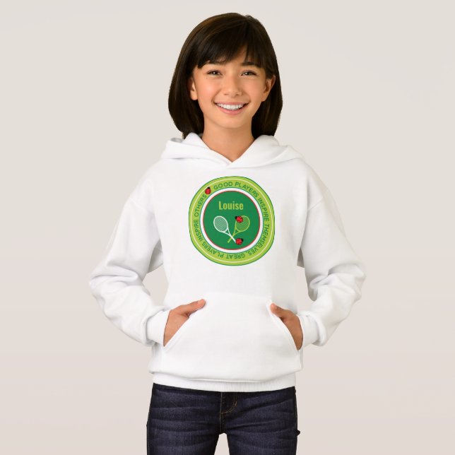 Cooles Tennismotto mit individuelle Name Hoodie (Vorne ganz)