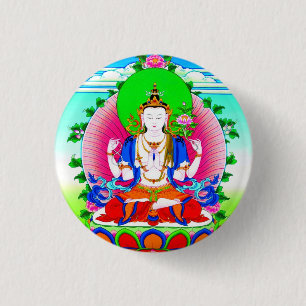 Cooles tibetanisches thangka Shadakshari Button