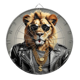 Cooles Tier mit Sonnenbrille und Lederjacke Dartscheibe