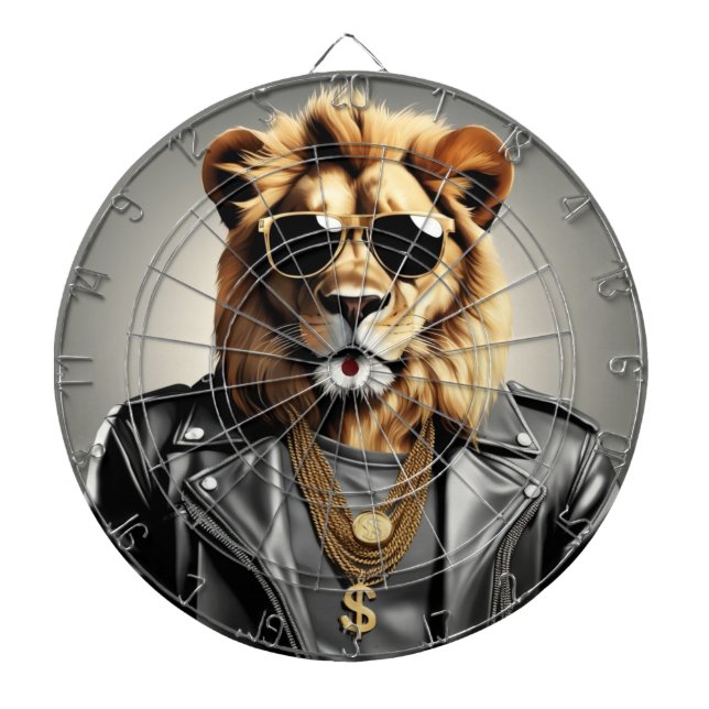 Cooles Tier mit Sonnenbrille und Lederjacke Dartscheibe (vorne)