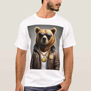 Cooles Tier mit Sonnenbrille und Lederjacke T-Shirt