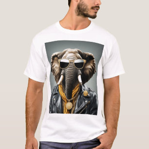 Cooles Tier mit Sonnenbrille und Lederjacke T-Shirt