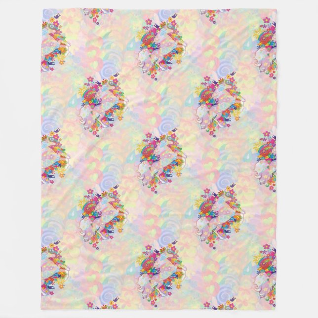 Cooles Tiermuster - Blume Power Einhorn 1 Fleecedecke (Vorderseite)