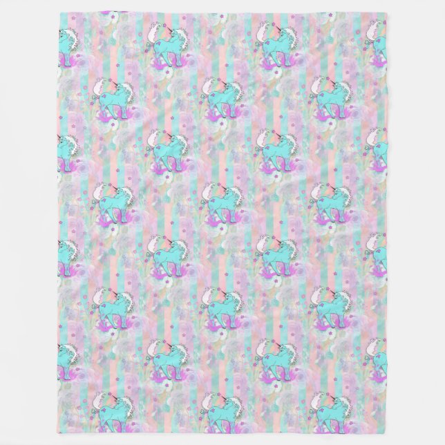 Cooles Tiermuster - Comic Einhorn 1 Fleecedecke (Vorderseite)