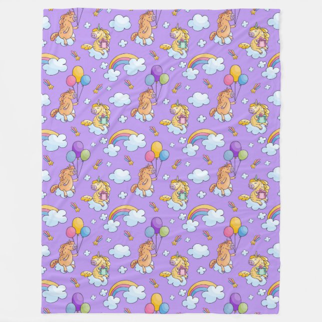 Cooles Tiermuster - Comic Einhorn 2 Fleecedecke (Vorderseite)