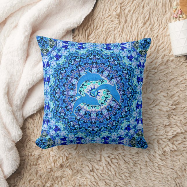 Cooles Tiermuster - Mandala-Delphine 1 Kissen (Decke)