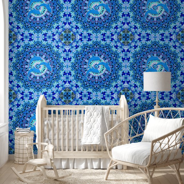 Cooles Tiermuster - Mandala-Delphine 1 Tapete (Kinder)