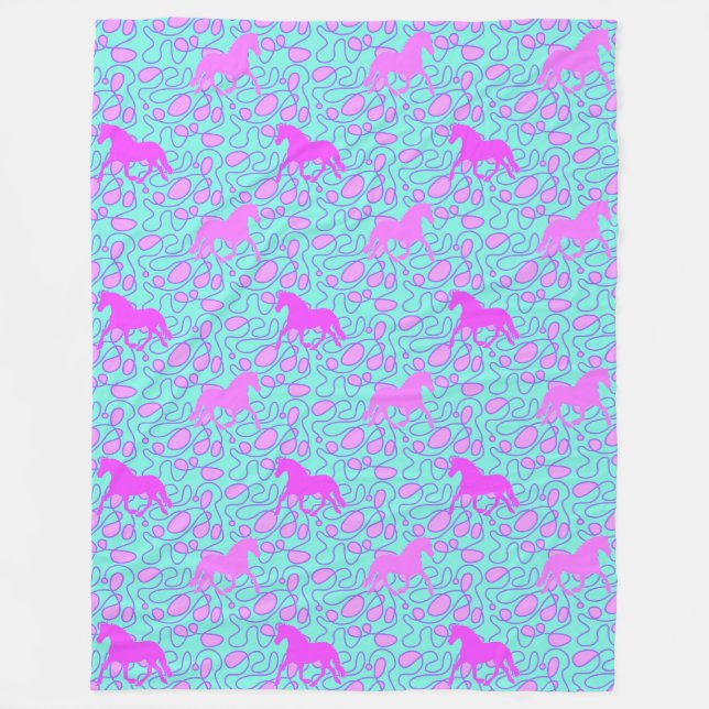 Cooles Tiermuster - Pferde Silhouette 1 Fleecedecke (Vorderseite)