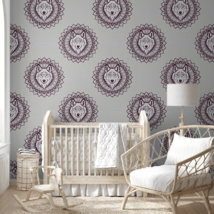 Cooles Tiermuster - Wolf Head Mandala 1 Tapete