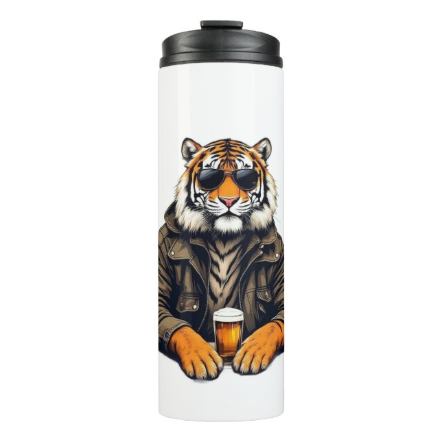 Cooles Tiger-Bierglas - Einzigartiges Tierdesign-G Thermosbecher (Vorderseite)