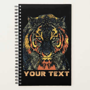 Cooles Tigergesicht Kunst füge eigenen Text hinzu Planer