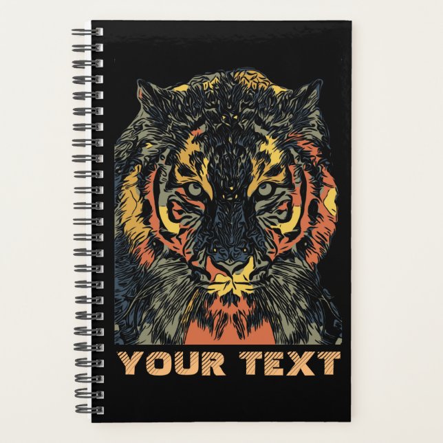 Cooles Tigergesicht Kunst füge eigenen Text hinzu Planer (Vorderseite)