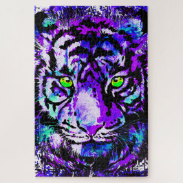 Cooles Tigerpuzzle - Puzzle Zeichnend Blauer Tiger