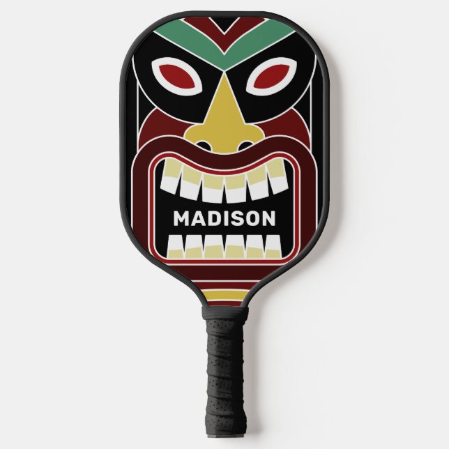 Cooles Tiki Totem individuelle Name Pickleball Pad Schläger (Vorderseite)