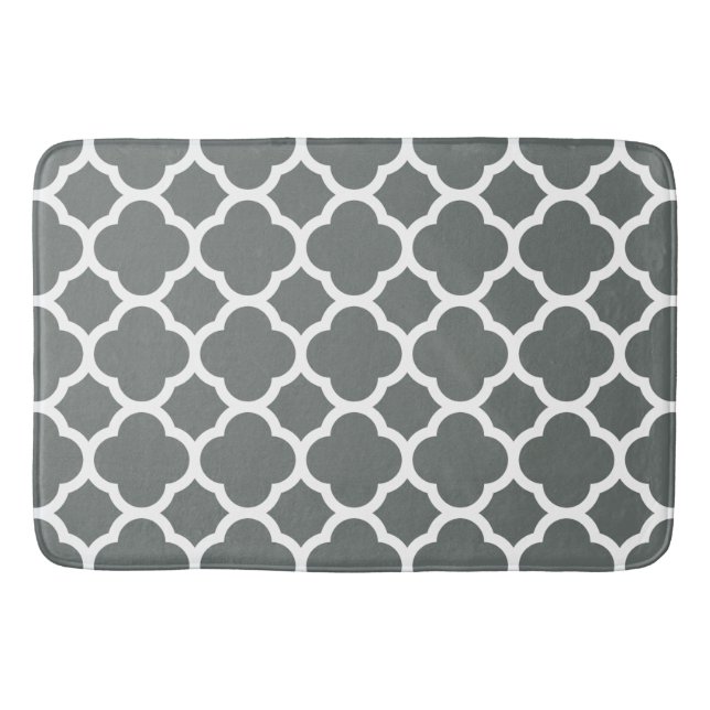 Cooles Trendgraues Quatrefolienmuster Badematte (Vorderseite)
