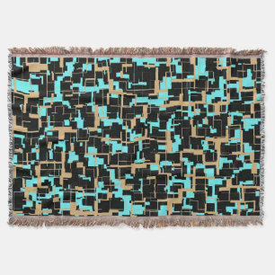 Cooles trendiges Schwarz-Gelb-Blaumuster Decke