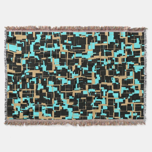Cooles trendiges Schwarz-Gelb-Blaumuster Decke (Vorderseite)